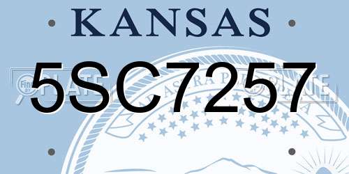 5SC7257 Kansas License Plate