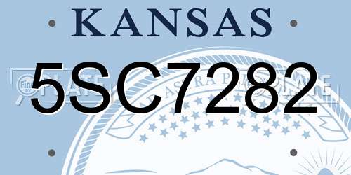 5SC7282 Kansas License Plate