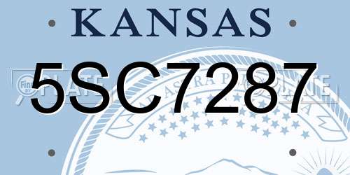 5SC7287 Kansas License Plate