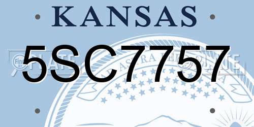 5SC7757 Kansas License Plate
