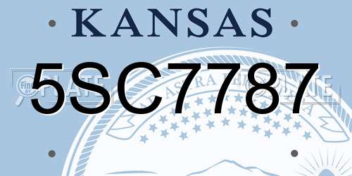 5SC7787 Kansas License Plate
