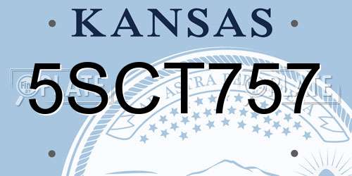 5SCT757 Kansas License Plate