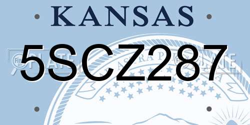 5SCZ287 Kansas License Plate