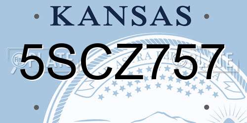 5SCZ757 Kansas License Plate