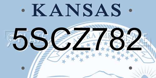 5SCZ782 Kansas License Plate