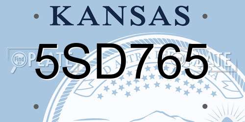 5SD765 Kansas License Plate