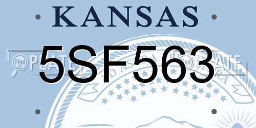 5SF563 Kansas License Plate