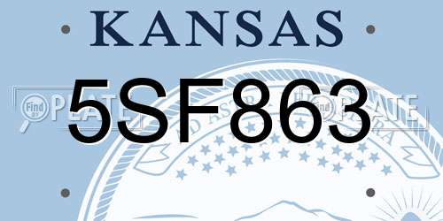 5SF863 Kansas License Plate