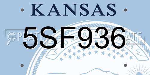 5SF936 Kansas License Plate
