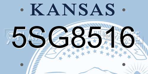5SG8516 Kansas License Plate