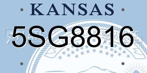 5SG8816 Kansas License Plate