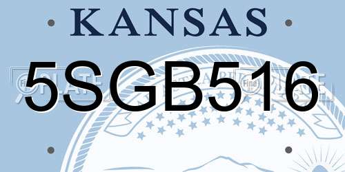 5SGB516 Kansas License Plate