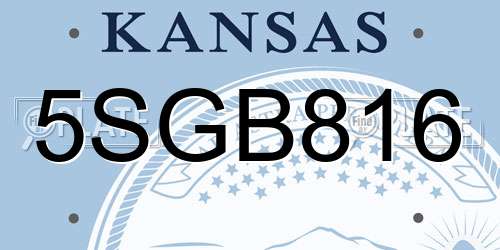 5SGB816 Kansas License Plate