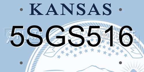5SGS516 Kansas License Plate