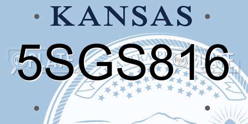 5SGS816 Kansas License Plate