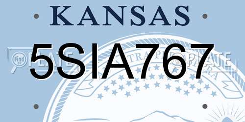 5SIA767 Kansas License Plate