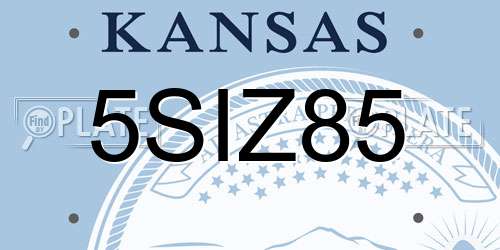 5SIZ85 Kansas License Plate
