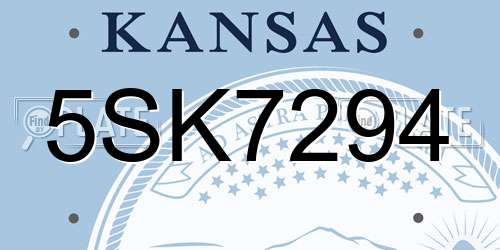 5SK7294 Kansas License Plate