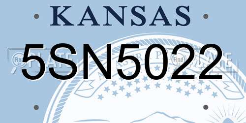 5SN5022 Kansas License Plate