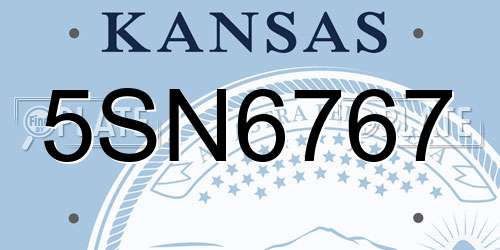 5SN6767 Kansas License Plate