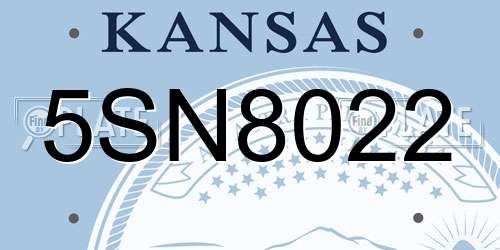 5SN8022 Kansas License Plate
