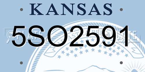 5SO2591 Kansas License Plate