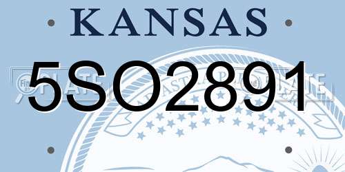 5SO2891 Kansas License Plate