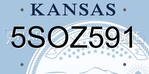 5SOZ591 Kansas License Plate