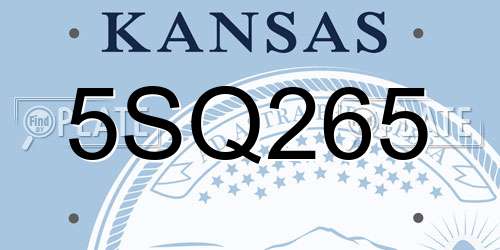 5SQ265 Kansas License Plate