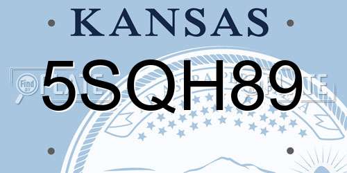 5SQH89 Kansas License Plate