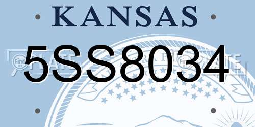 5SS8034 Kansas License Plate