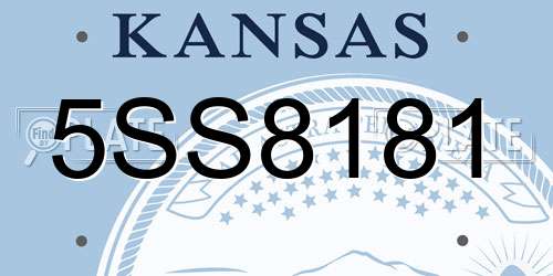 5SS8181 Kansas License Plate