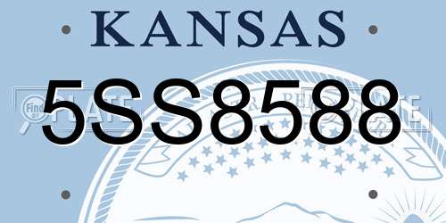 5SS8588 Kansas License Plate