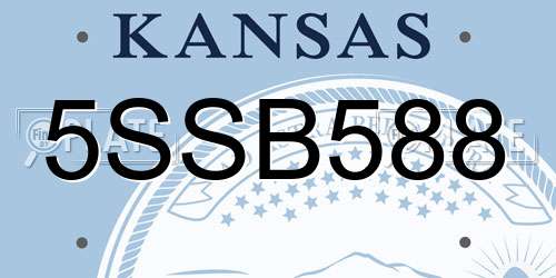 5SSB588 Kansas License Plate