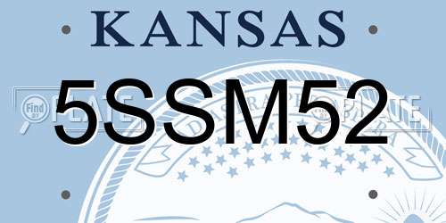 5SSM52 Kansas License Plate