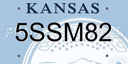 5SSM82 Kansas License Plate