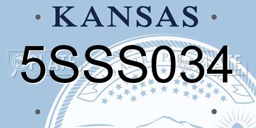 5SSS034 Kansas License Plate