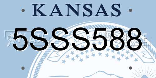 5SSS588 Kansas License Plate