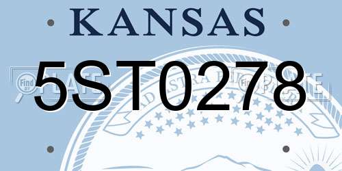 5ST0278 Kansas License Plate