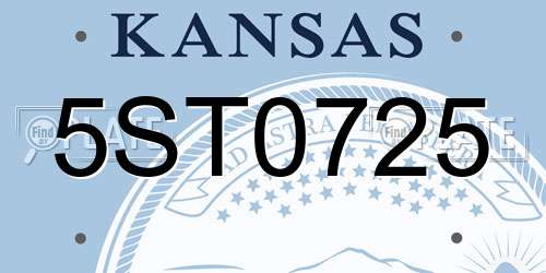 5ST0725 Kansas License Plate