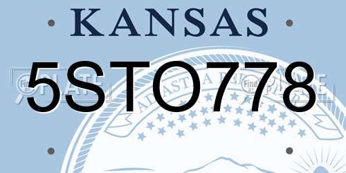 5STO778 Kansas License Plate