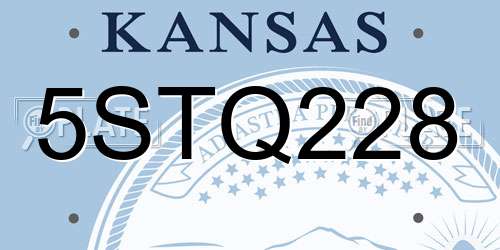 5STQ228 Kansas License Plate