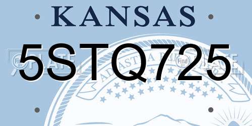 5STQ725 Kansas License Plate