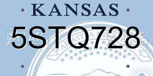 5STQ728 Kansas License Plate