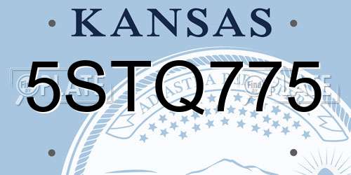 5STQ775 Kansas License Plate