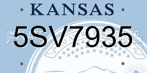 5SV7935 Kansas License Plate
