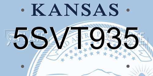 5SVT935 Kansas License Plate