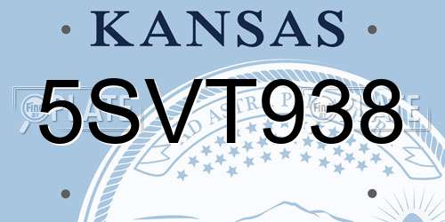 5SVT938 Kansas License Plate