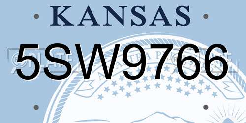 5SW9766 Kansas License Plate