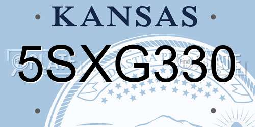 5SXG330 Kansas License Plate